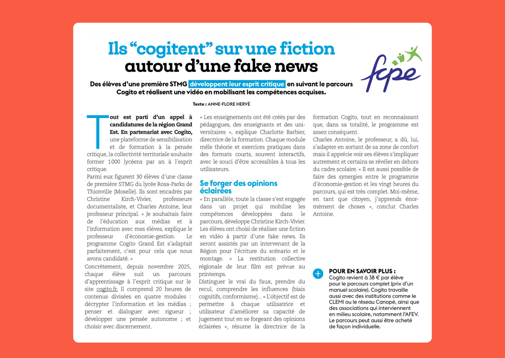 article du journal fcpe